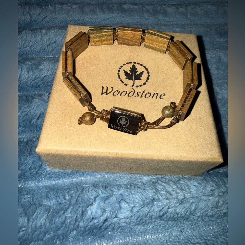 Woodstone Unisex Brown Wooden Bracelet